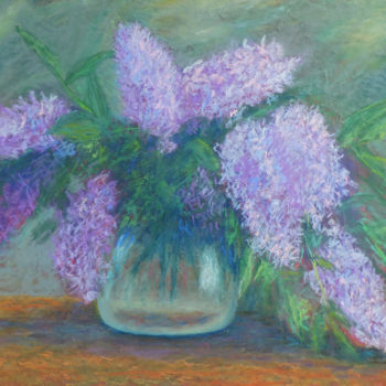 Pintura intitulada "Lilacs" por Nino Gudadze, Obras de arte originais, Pastel