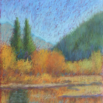 Painting titled "Autumn" by Nino Gudadze, Original Artwork, Pastel