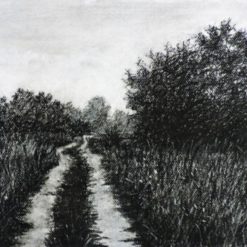 Desenho intitulada "Summer road" por Nino Gudadze, Obras de arte originais, Carvão