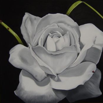 Painting titled "White rose - Pintur…" by Faithartes, Original Artwork