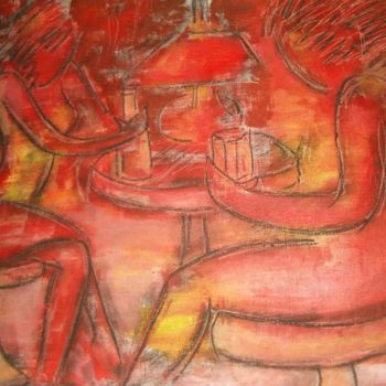 Painting titled "cafe" by Nina Abuladze, Original Artwork