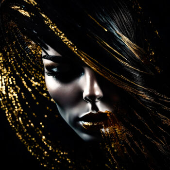 Arte digitale intitolato "Splashn'Gold No.8" da Ninn, Opera d'arte originale, Immagine generata dall'IA