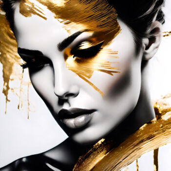 Arts numériques intitulée "Splashn'Gold No.11" par Ninn, Œuvre d'art originale, Image générée par l'IA