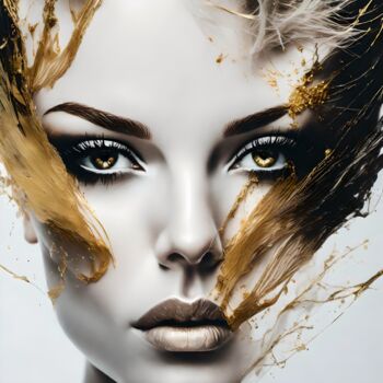 Arts numériques intitulée "Splashn'Gold No.13" par Ninn, Œuvre d'art originale, Image générée par l'IA