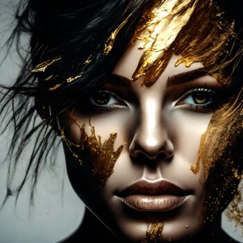 Цифровое искусство под названием "Splashn'Gold No.14" - Ninn, Подлинное произведение искусства, Изображение, сгенерированное…