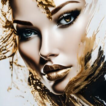 Arts numériques intitulée "Splashn'Gold No.17" par Ninn, Œuvre d'art originale, Image générée par l'IA