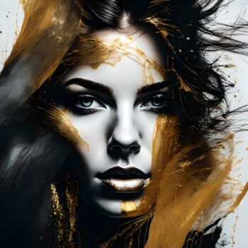 Цифровое искусство под названием "Splashn'Gold No.23" - Ninn, Подлинное произведение искусства, Изображение, сгенерированное…