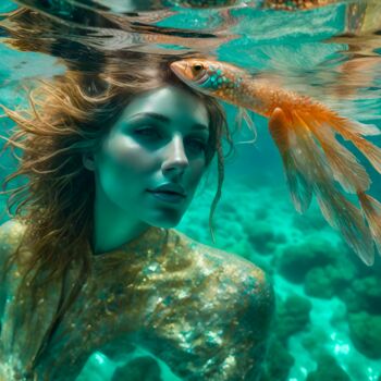 数字艺术 标题为“Mermaid No.1” 由Ninn, 原创艺术品, AI生成的图像