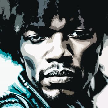 Digital Arts με τίτλο "Jimi Hendrix No.2" από Ninn, Αυθεντικά έργα τέχνης, Εικόνα που δημιουργήθηκε με AI