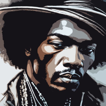 Digital Arts titled "Jimi Hendrix No.3" by Ninn, Original Artwork, AI generated image