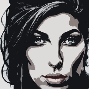 Digitale Kunst getiteld "Amy Winehouse No.8" door Ninn, Origineel Kunstwerk, AI gegenereerde afbeelding