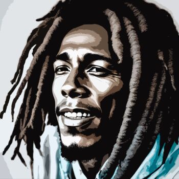 Digitale Kunst getiteld "Bob Marley No.2" door Ninn, Origineel Kunstwerk, AI gegenereerde afbeelding