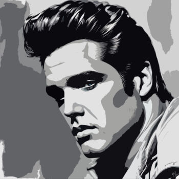 Arts numériques intitulée "Elvis Presley No.2" par Ninn, Œuvre d'art originale, Image générée par l'IA