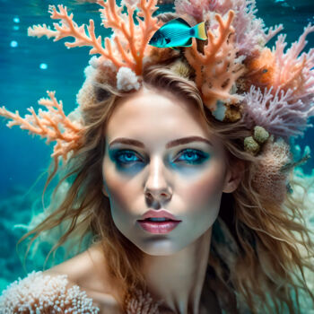 数字艺术 标题为“Mermaid No.10” 由Ninn, 原创艺术品, AI生成的图像