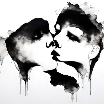 Arts numériques intitulée "The Kiss No.1" par Ninn, Œuvre d'art originale, Image générée par l'IA