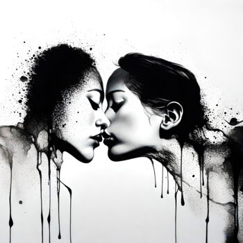 Digital Arts titled "The Kiss No.5" by Ninn, Original Artwork, AI generated image