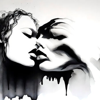 Arts numériques intitulée "The Kiss No.7" par Ninn, Œuvre d'art originale, Image générée par l'IA