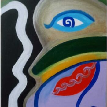 Painting titled "Olhos que calam" by Ninna Otton, Original Artwork, Acrylic