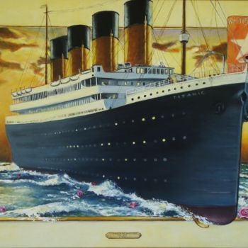 Pintura titulada "Titanic on the safe…" por Nino Dobrosavljevic, Obra de arte original, Oleo