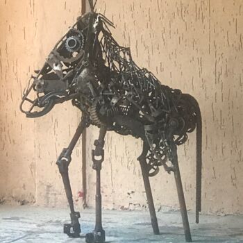 Escultura titulada "african horse. tech…" por Nino Trindade Nilton Piores Da Trindade, Obra de arte original, Acero inoxidab…