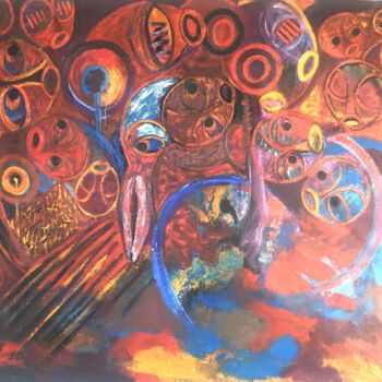 Pintura titulada "Dialeto dos tempos…" por Nino Trindade Nilton Piores Da Trindade, Obra de arte original, Oleo