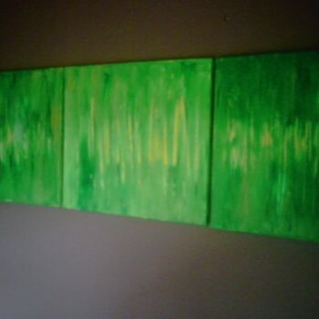 Painting titled "green pouwer" by Nino Vanhoorneweder, Original Artwork, Oil