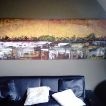 Painting titled "manilla skyline" by Nino Vanhoorneweder, Original Artwork, Oil