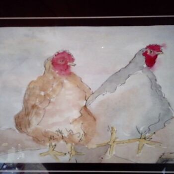 Painting titled "aquarel:kippetjes" by Nino Vanhoorneweder, Original Artwork