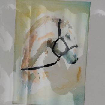 Painting titled "The White Horse" by Nino Vanhoorneweder, Original Artwork, Watercolor