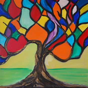 Painting titled "tree of life" by Nino Vanhoorneweder, Original Artwork, Acrylic