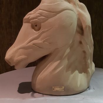 Sculpture titled "Tête de cheval" by Nino Giordano, Original Artwork, Stone