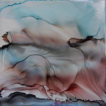 Malerei mit dem Titel "flowing-blue" von Nino Anin, Original-Kunstwerk, Tinte