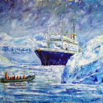 Painting titled "Arctic tourists" by Nina Polunina, Original Artwork, Oil