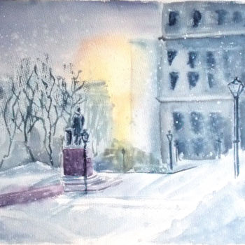 Painting titled "Urban 3" by Nina Polunina, Original Artwork, Watercolor