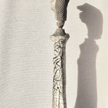 Sculpture titled "sculpture raku zig" by Marie Juge, Original Artwork, Ceramics Mounted on Metal