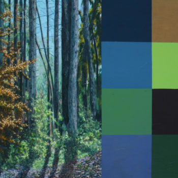 Peinture intitulée "paysage 2" par Kees De Voogd, Œuvre d'art originale, Huile Monté sur Châssis en bois