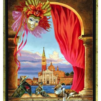 Painting titled "INVITATION A VENISE…" by Lucette Philippe Niord, Original Artwork