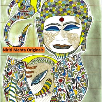 Pintura intitulada "budha-and-ganesh.jpg" por Niriti Mehta Jain, Obras de arte originais