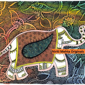 Schilderij getiteld "elephant-colour.jpg" door Niriti Mehta Jain, Origineel Kunstwerk
