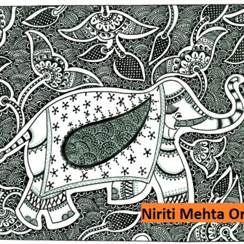 Pittura intitolato "elephant.jpg" da Niriti Mehta Jain, Opera d'arte originale