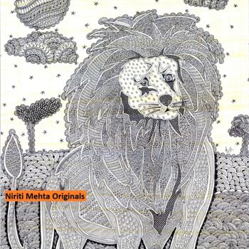 Ζωγραφική με τίτλο "lion.jpg" από Niriti Mehta Jain, Αυθεντικά έργα τέχνης