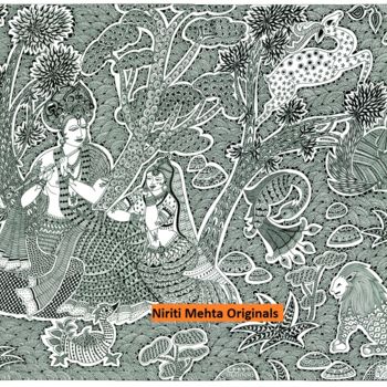 Malerei mit dem Titel "radha-krishna.jpg" von Niriti Mehta Jain, Original-Kunstwerk