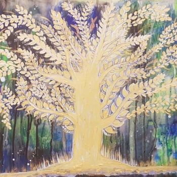 "THE GOLDEN TREE" başlıklı Tablo Nishasunanda Art tarafından, Orijinal sanat, Akrilik Karton üzerine monte edilmiş