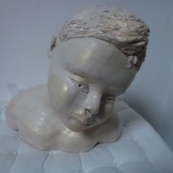 Sculptuur getiteld "Tête de jeune fille" door Chrysanthou, Origineel Kunstwerk