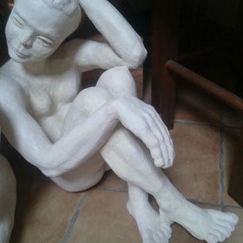 Sculpture titled "Nue pause accrobati…" by Chrysanthou, Original Artwork, Clay
