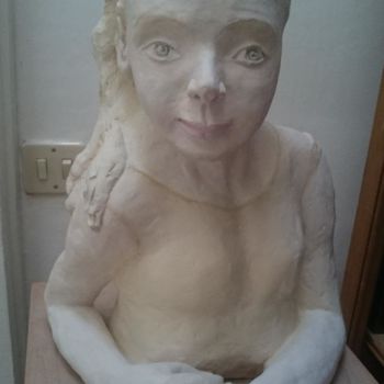Sculpture titled "Buste petite fille" by Chrysanthou, Original Artwork, Clay