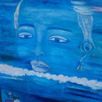 Peinture intitulée "Vue sur l'Océan" par Chrysanthou, Œuvre d'art originale, Gouache Monté sur Verre
