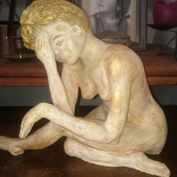 Sculpture titled "Noline pose nue (mo…" by Chrysanthou, Original Artwork, Clay