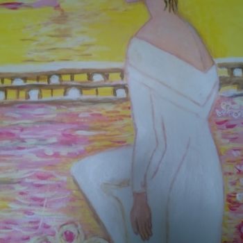 Ζωγραφική με τίτλο "Jeune femme" από Chrysanthou, Αυθεντικά έργα τέχνης, Γκουάς