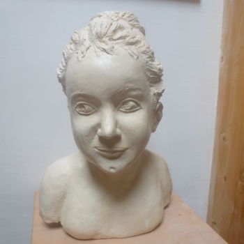 Sculpture titled "Portrait de Louise…" by Chrysanthou, Original Artwork, Clay